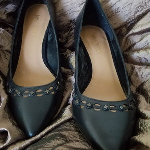 Nine West Black Leather Heels 7.5 M